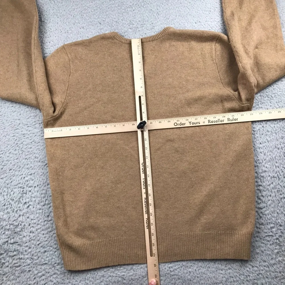 Polo Ralph Lauren Sweater Mens L Tan 100% Lambswool Knit V Neck Pullover